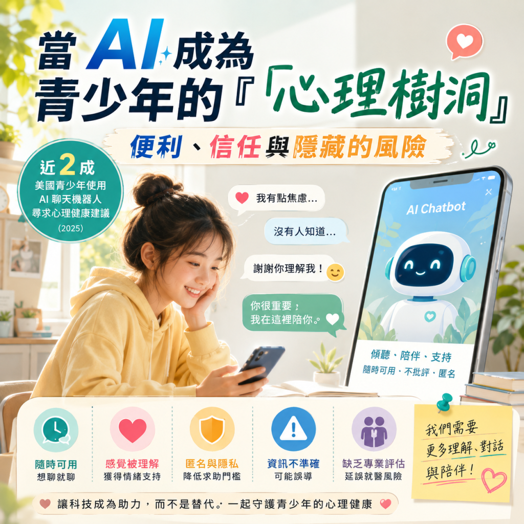 當 AI 成為青少年的『心理樹洞』：便利、信任與隱藏的風險